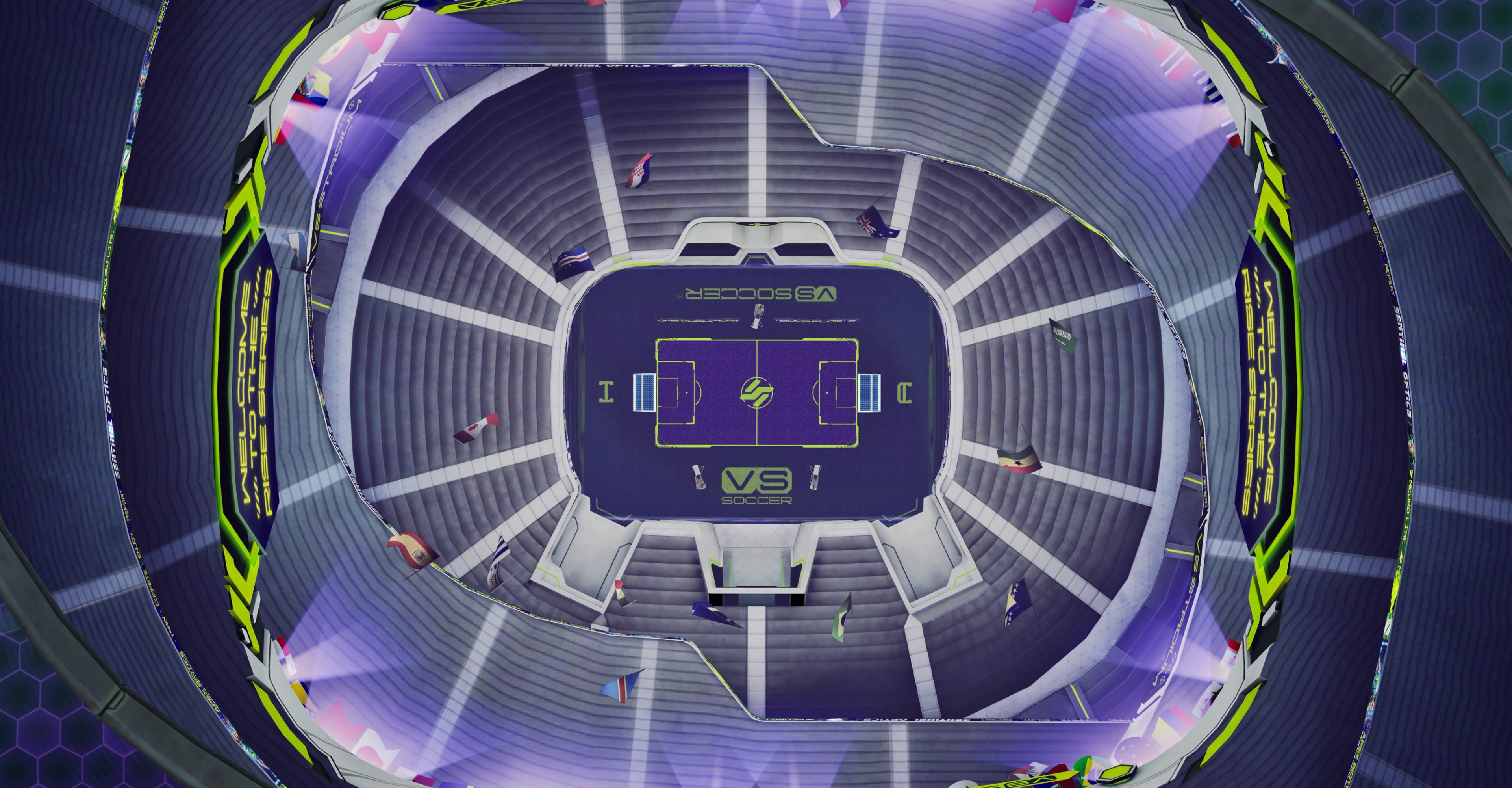 Top-down view of the VSSoccer virtual pitch