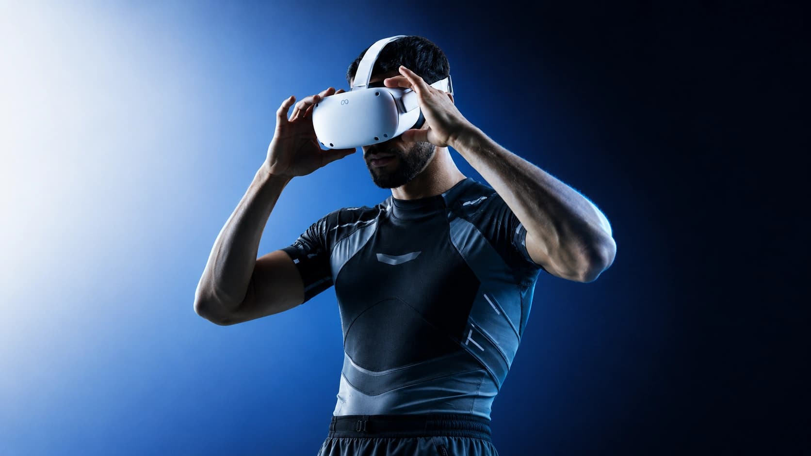 Man putting on a VR headset