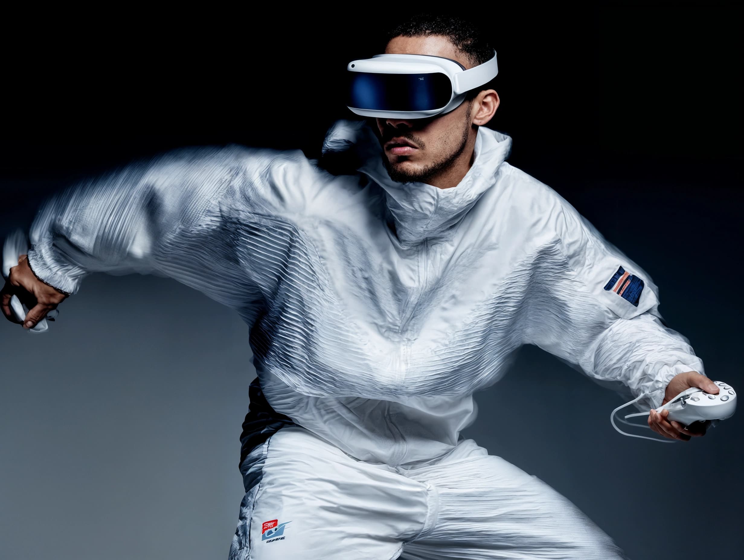 Virtual Sports athlete in a white VR outfit