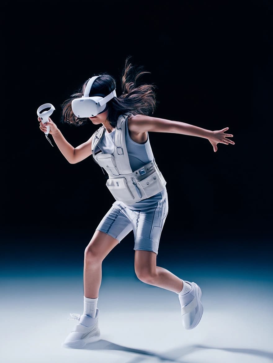 Virtual Sports athlete running in VR gear