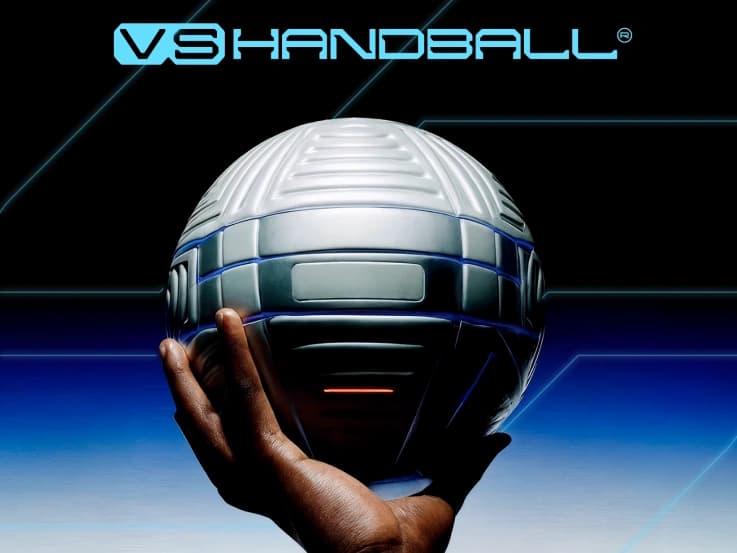The VSHandball logo above a futuristic handball resting in an open hand